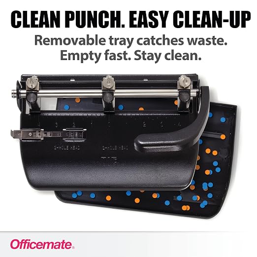 Officemate Adjustable 3-Hole Punch, Medium Duty, 32-Sheet Capacity, Adjustable - Image 7
