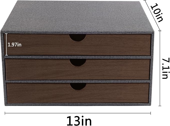 Cloth-effect Faux Leather Desk Organizer File Cabinet Executive Office Supplies - Image 3