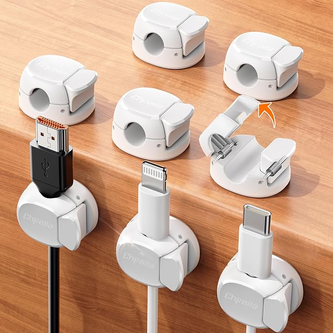 8Pack Cord Organizer Cable Clips, Chfeila Cord Holder, Desk Cable Management by Chfeila