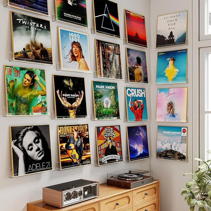 Laurensory 20 Pack Vinyl Record Shelf Wall Mount Shelves, 12 inch Clear Acrylic - Image 3