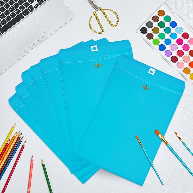 Geyee 100 Pcs Clasp Manilla Envelopes 9 x 12 Inch Gummed Colored Envelopes - Image 5