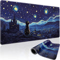 Starry Night Cat Large Mouse Pad, 31.5"x15.7" Desk Mat, Anti-Slip Rubber Base by Mcapirivo
