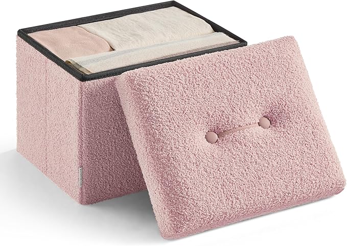 SONGMICS Small Folding Storage Ottoman, Foot Rest Stool, 12.2 x 16.1 x 12.2 by Unknown