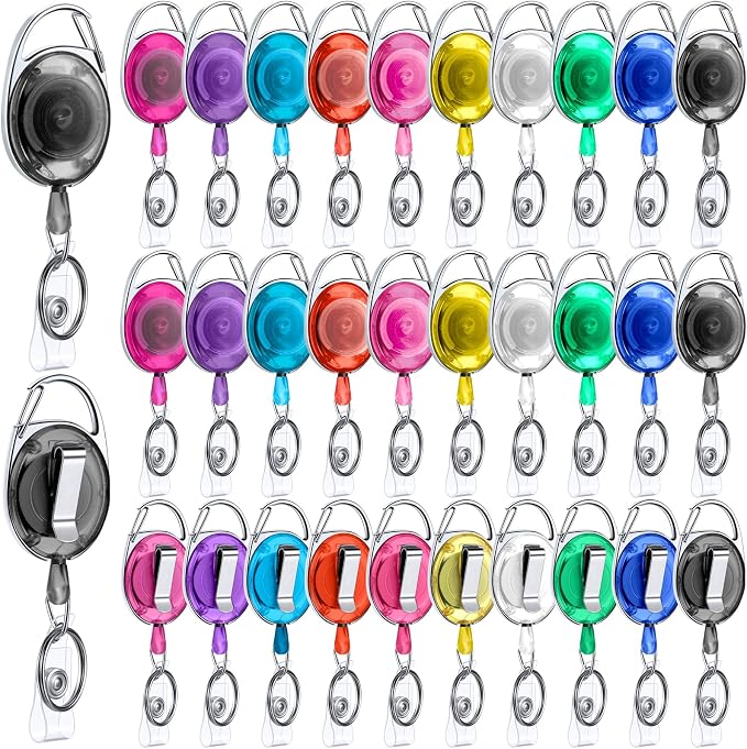 Honoson 50 Pcs Heavy Duty Retractable Badge Reels Batch ID Badge Holder by Honoson