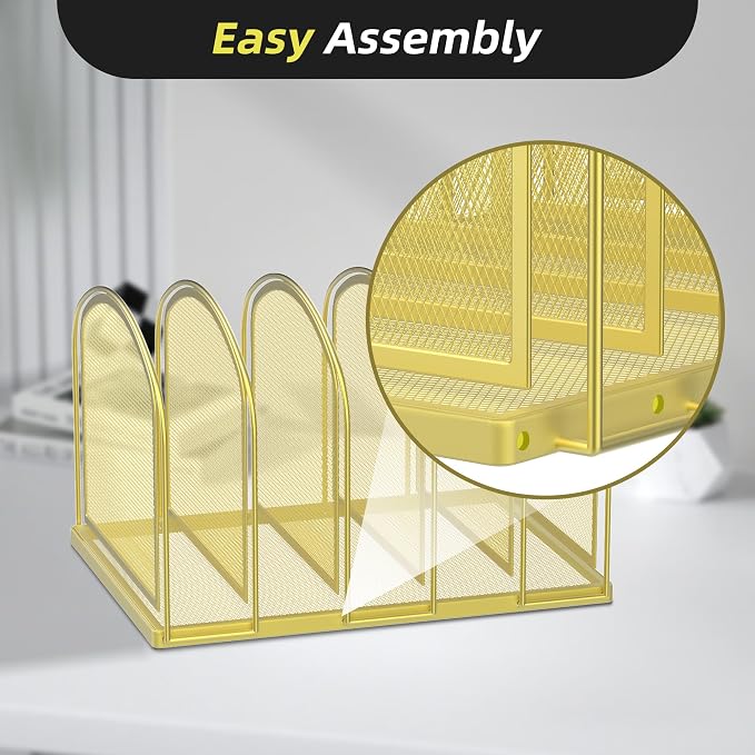 SUPEASY File Organizer for Desk, 5-Section Mesh Desk Organizer, Vertical File - Image 4