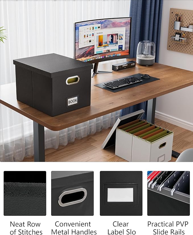 2 Pack File Storage Organizer Box, Portable Filing - Image 2