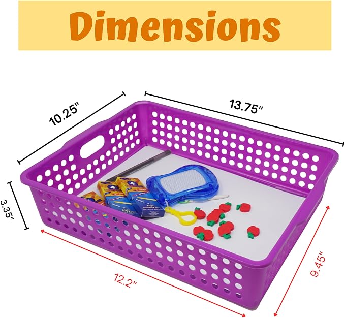 4E's Novelty 6 Pcs Colorful Plastic Classroom Storage Bins 13.75" X 10.25" - Image 4