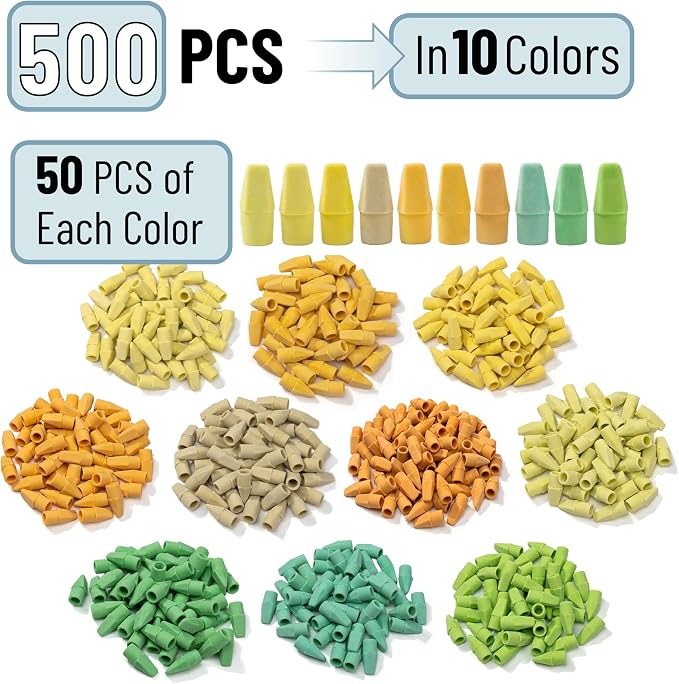 Mr. Pen- Pencil Erasers Toppers, 500 Pack, Latex Free, No Smudge | Mr Pen - Image 2