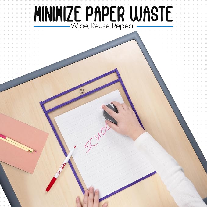 Essex Wares - 6 Pack, Dry Erase Pocket Document Protectors, Water-Resistant & - Image 3