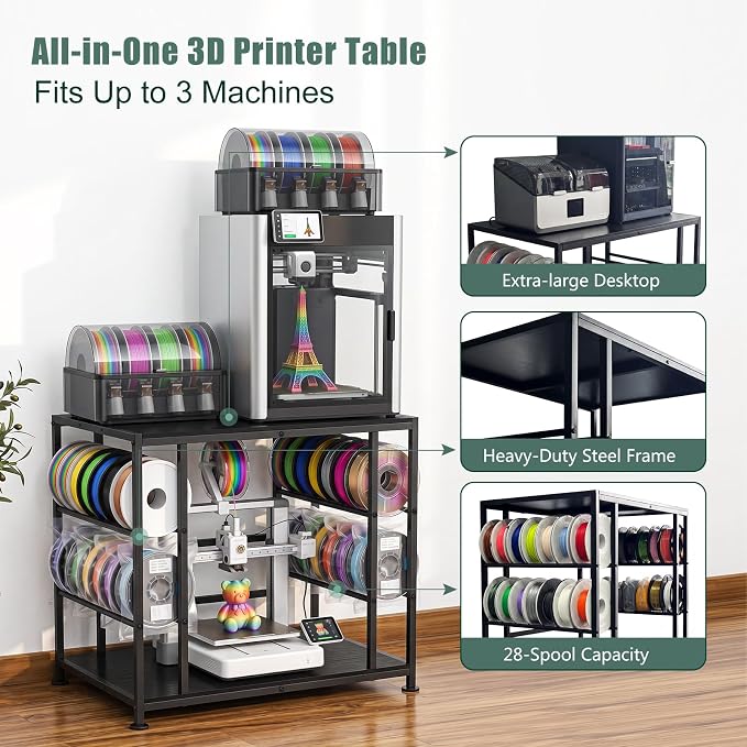 Large 3D Printer Stand with Filament Storage Heavy Duty Metal 3D Printer Table - Image 4