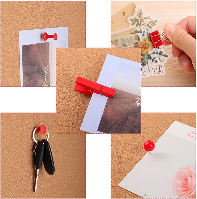 200 Pieces Push Pins, 5 Style Red Thumb Tacks Decorative Push Pins - Image 5