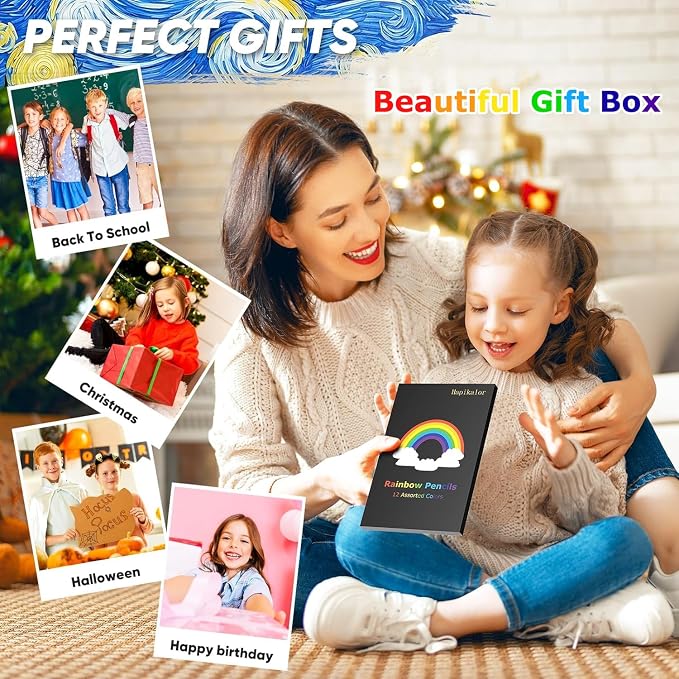 Hapikalor Art Supplies 12 Rainbow Colored Pencils, Teen Girl Boys Gifts Trendy - Image 2