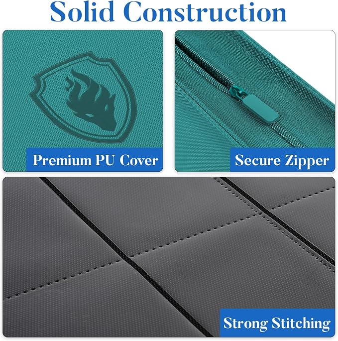 Premium Zip Card Binder, Fabmaker 9 Pocket Trading Card Binder, PU Cover Zipper - Image 2
