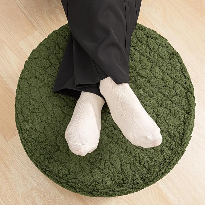 Round Pouf Ottoman 20 x 20 x 14 Inches Boho Poof Home Decor Floor Pouffe - Image 3