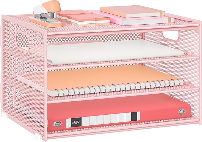 Lavatino 3-Tier Letter Tray Desk Organizer, Mesh Metal Paper File Tray Organizer by Lavatino
