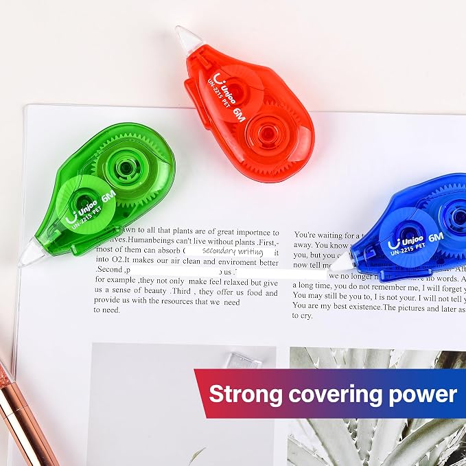 Unjoo White Correction Tape, For school, Office | Easy To Use Applicator - Image 6