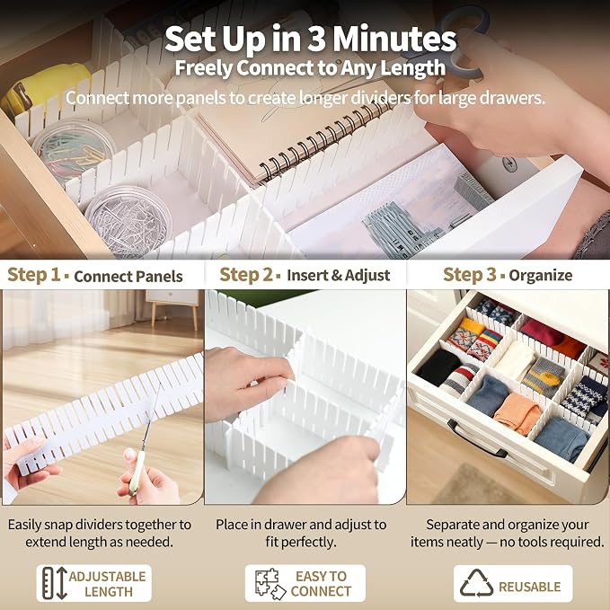 Drawer Divider Adjustable Diy Storage Organizer Separator - Image 6