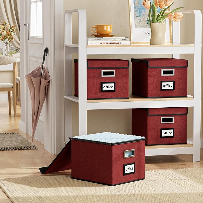 File Organizer Box with Lid, Collapsible File Folder Organizer - Image 2