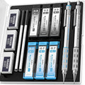 Nicpro Blocky Gear 0.5 mm & 0.7 mm Mechanical Pencils Set in Case, Metal Pencil by Nicpro