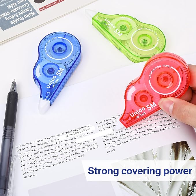 Unjoo White Correction Tape | Easy To Use Applicator, Fast Clean Tear-Resistant - Image 6