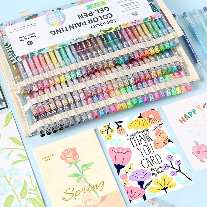 Gel Pens For Coloring, 168 Pack Colored Pens for Black Paper & White Paper - Image 2
