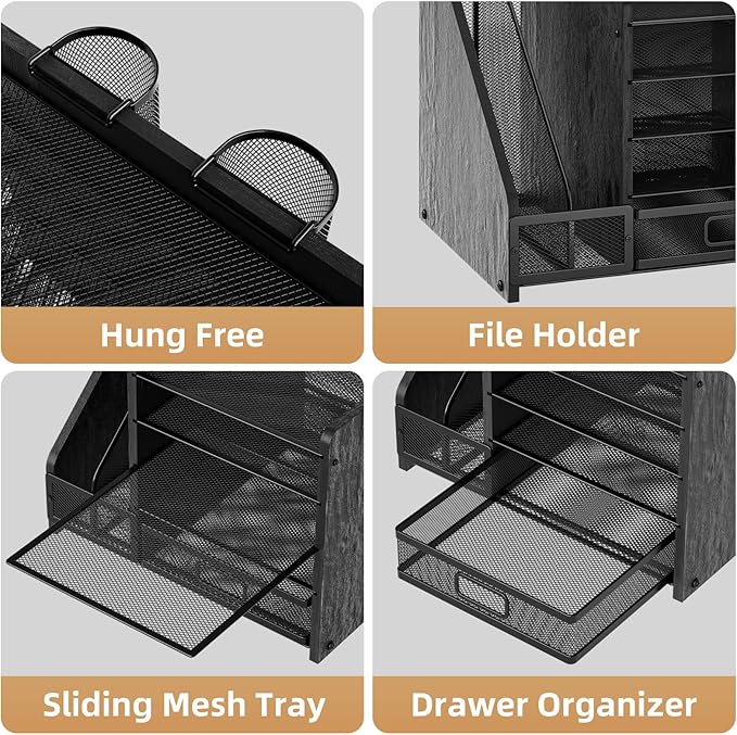 Marbrasse Desk Organizer with File Holder, 5-Tier Paper Letter Tray Organizer - Image 4