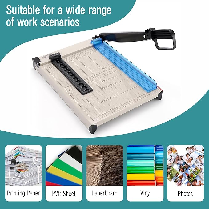 EXTRIC Paper Cutter Heavy Duty 12” Guillotine Papers Trimmer Safety Guard - Image 5
