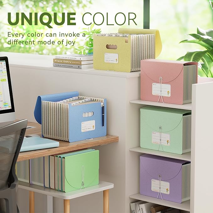 EcoStash Accordion File Organizer, 12-Pocket Wheat Straw Expanding File Folder - Image 6