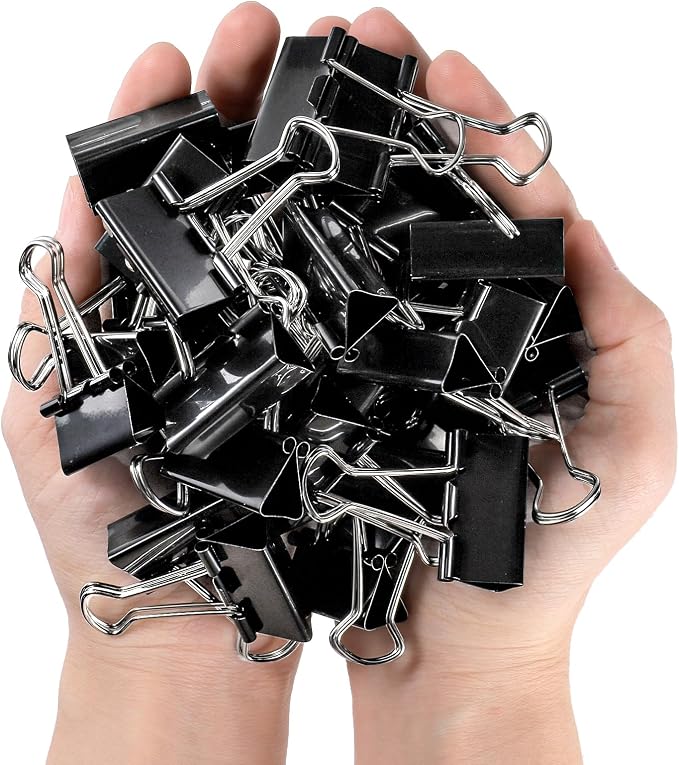 300 Pack Medium Binder Clip, 1-1/4 Inch Metal | Black Fold Back Clips, Standard - Image 4
