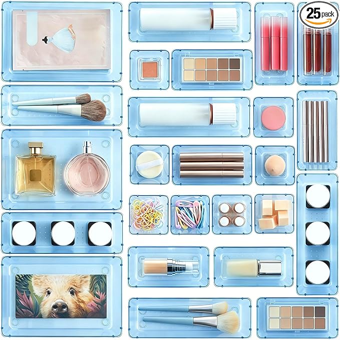 Vtopmart 25 PCS Plastic Drawer Organizers Set, 4-Size Versatile Bathroom and by Vtopmart