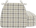 AAAAAcessories D-Shaped Chair Cushions, Machine-Washable Cover, Tan Plaid by AAAAAcessories