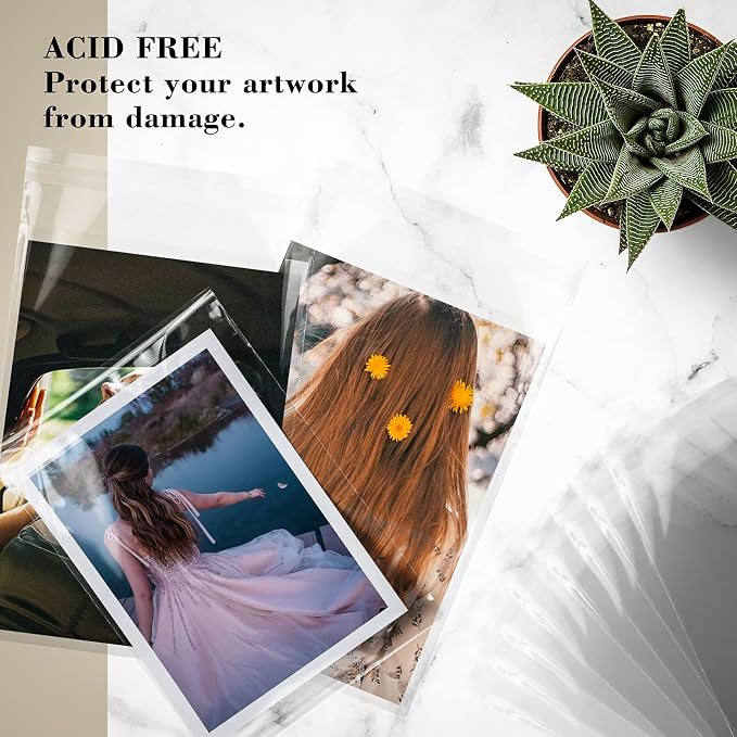 Golden State Art, Acid-Free 8 3/8x 10 1/8 inches Crystal Clear Sleeves Storage - Image 3