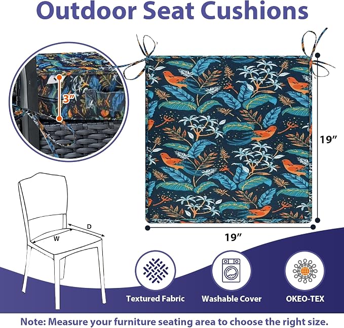 IPYNBAP Outdoor Chair Cushions Set of 4 -Waterproof Outdoor Seat Cushions - Image 6