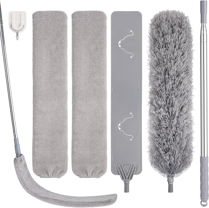 Feather Duster Set, 30-100 inch Microfiber Retractable Gap Duster by wlich
