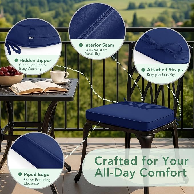 Summsun Outdoor Chair Cushions Set of 4: Waterproof Patio Furniture Cushions - Image 4