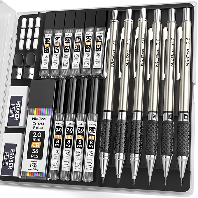 Nicpro 6PCS Art Mechanical Pencil Set by Nicpro