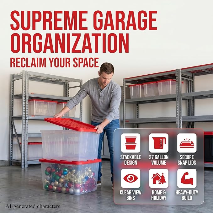 Pack of 4 Clear Storage Bins - Image 3