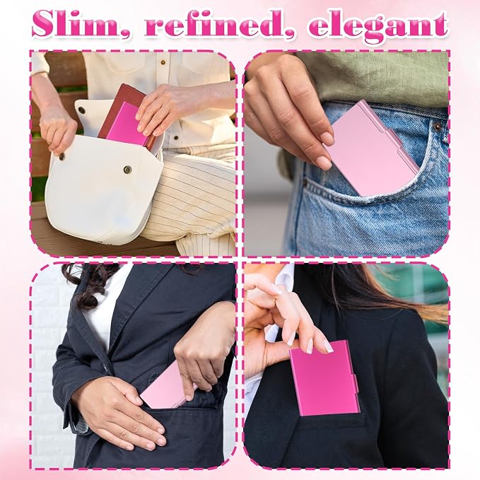 2 Pack Business Card Holder Case, Aluminum Alloy Metal Business Card Case - Image 5