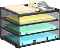 Lavatino 3-Tier Letter Tray Desk Paper Organizer – Black Mesh Metal File Tray by Lavatino