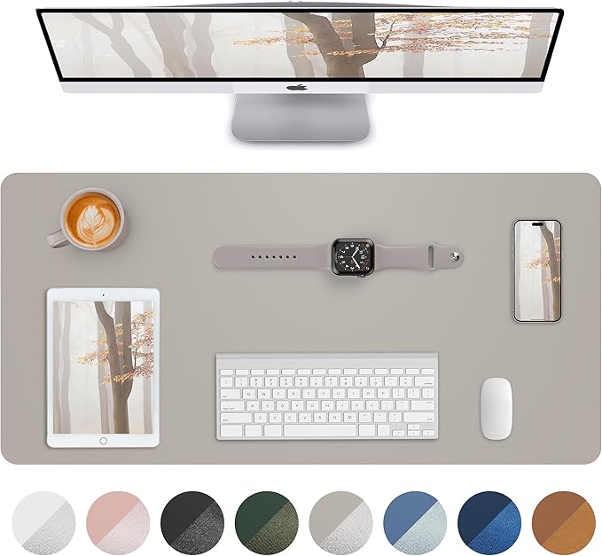 Leather Desk Pad Blotter, Mouse Pad, Office Desk Mat, Non-Slip PU Leather Desk by AFIING