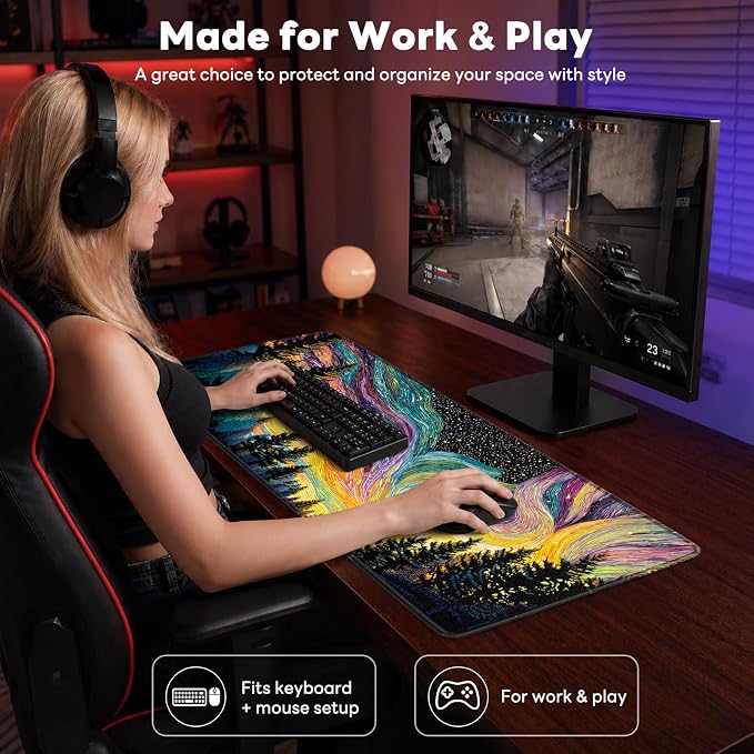 Desk Mat, Big Desk Pad, 31.5x11.8 Inches Extended Big Gaming Mouse Pad - Image 7