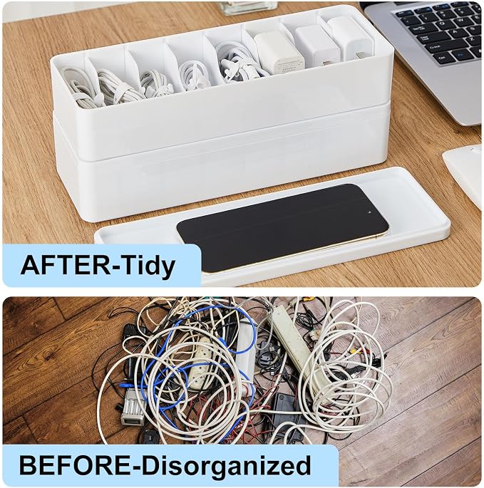 Tatuo 4 Pcs Cord Organizer for Drawer Desktop, Cable Organizer Box - Image 5