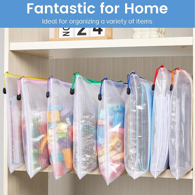 Sooez 24 Pack Super Large Mesh Zipper Pouch Bags, A3 Storage Bags - Image 6