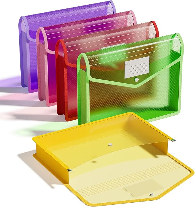 ThinkTex Plastic Expanding File Folders, Transparent Envelopes by ThinkTex