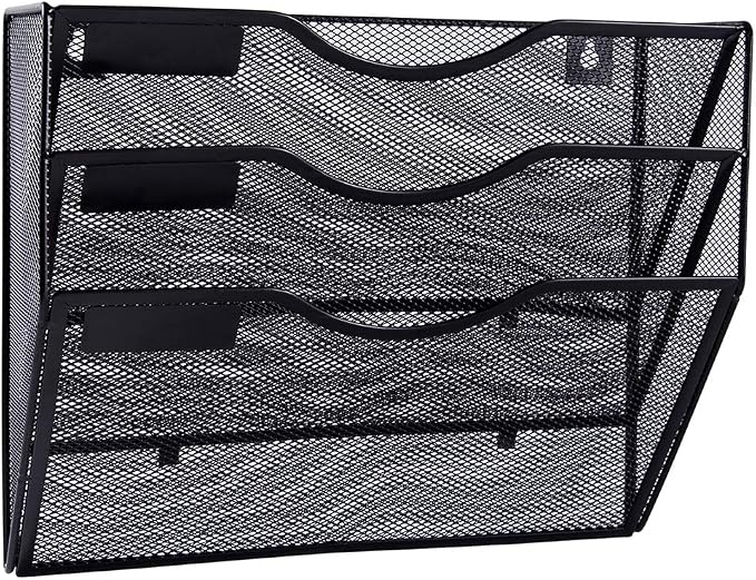 EASEPRES 3 Pocket Mesh Hanging Wall File Organizer, Wall Mounted Mail Paper by EASEPRES