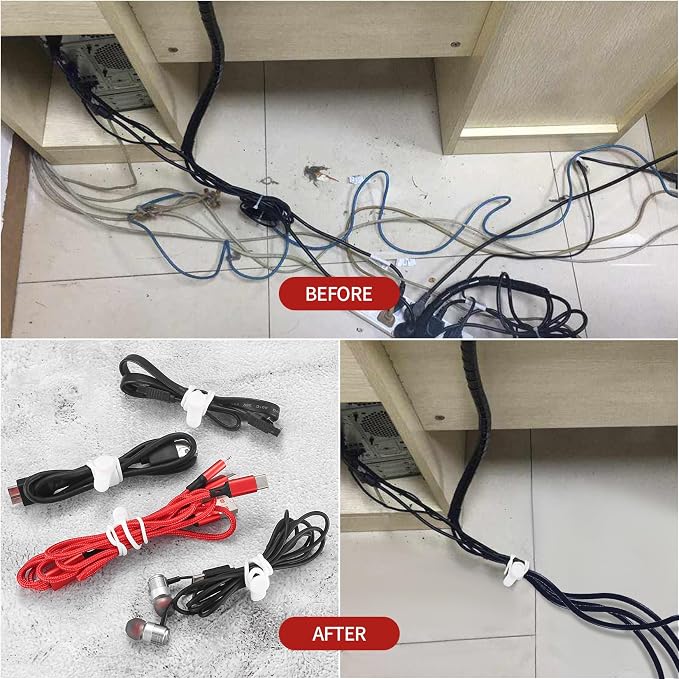 25 Pcs Silicone Cable Ties, Reusable Cable Straps Wire Organizer, Cable - Image 7