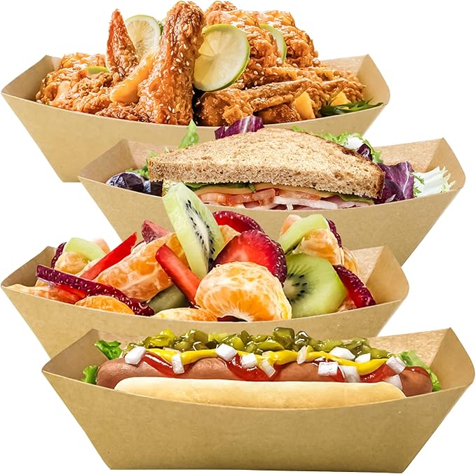 150 Pack 1 lb Food Serving Trays, Small Kraft Paper Oil-Proof Food Disposable - Image 5