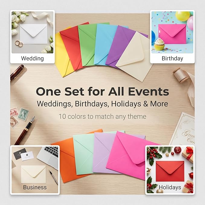 XXINMOH 100 pack 4x6 Envelopes, A6 Invitation Envelopes 6.5 x 4.75 - Image 3