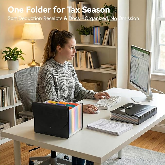 ThinkTex Accordion File Organizer, 12 Pockets Monthly Bill Receipt Organizer - Image 5
