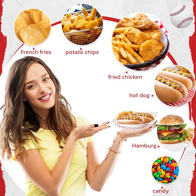 Roshtia 100 Pack Baseball Party Supplies Paper Food Trays Disposable Serving - Image 3